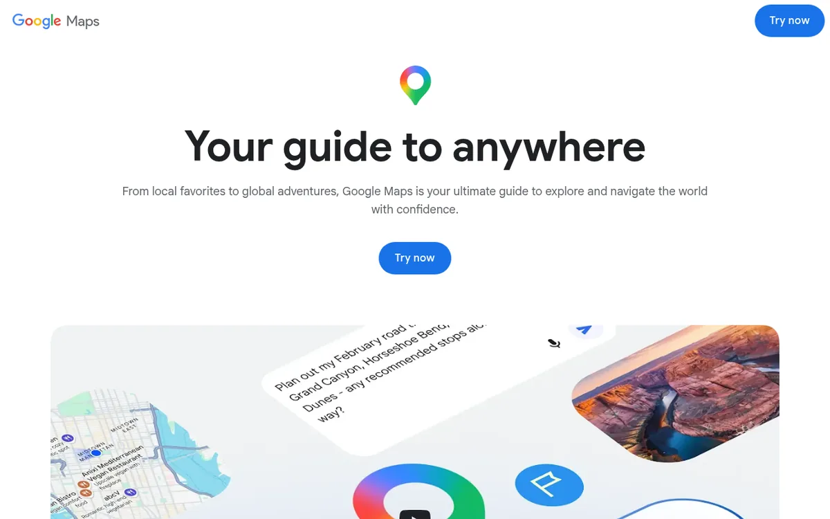 Google マップ公式サイトのスクリーンショット