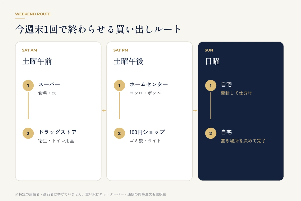 土曜午前・土曜午後・日曜の買い出しルート