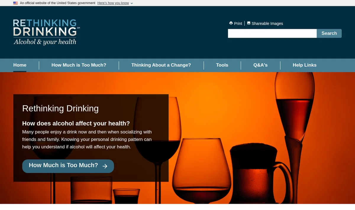 Rethinking Drinking(米国立衛生研究所 NIAAA)の公式サイト画面